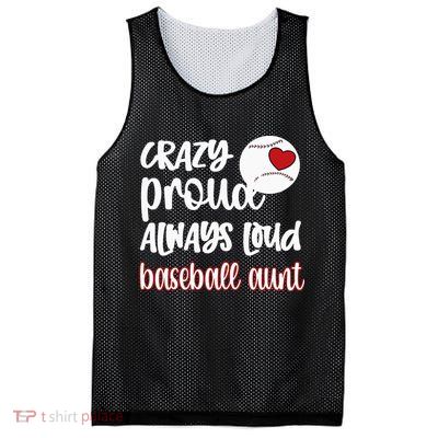 Womens Crazy Proud Baseball Aunt Baseball Fan Baseball Auntie Mesh Reversible Basketball Jersey Tank