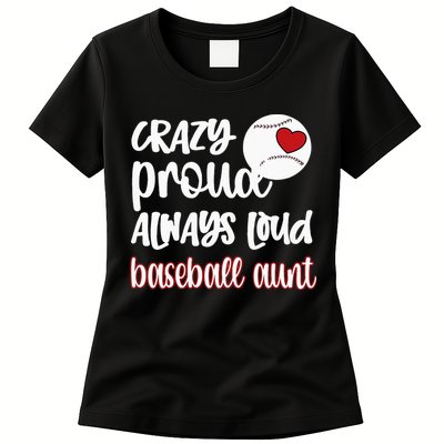Womens Crazy Proud Baseball Aunt Baseball Fan Baseball Auntie Womens T-Shirt