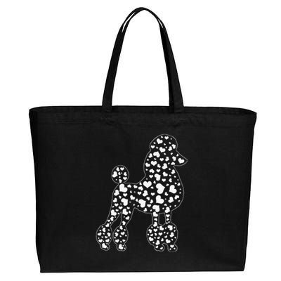 Womens Cute Poodle Dog Hearts Couple Valentine's Puppy Pet Lover Cotton Canvas Jumbo Tote