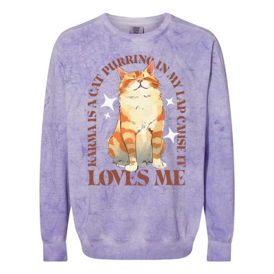 Watercolor Cat Purring And Karma Lover Colorblast Crewneck Sweatshirt