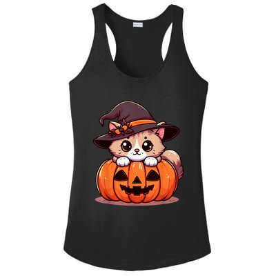 Witch Cat & Pumpkin Halloween Cute Ladies PosiCharge Competitor Racerback Tank