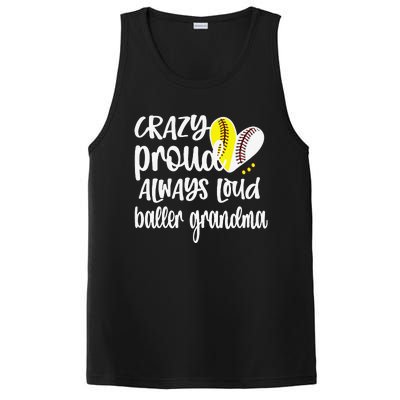 Womens Crazy Proud Softball Player Baseball Player Grandma Baller PosiCharge Competitor Tank