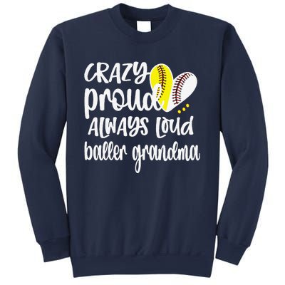 Womens Crazy Proud Softball Player Baseball Player Grandma Baller Sweatshirt