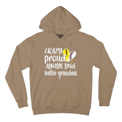 Womens Crazy Proud Softball Player Baseball Player Grandma Baller Hoodie