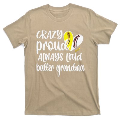 Womens Crazy Proud Softball Player Baseball Player Grandma Baller T-Shirt