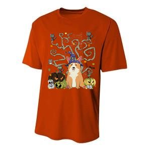 Witch Corgi Pumpkin Monster Funny JackOLantern Halloween Cute Gift Performance Sprint T-Shirt