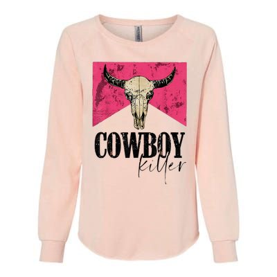 Western Cowgirl Punchy Cowboy Killers Bull Horn Womens California Wash Sweatshirt