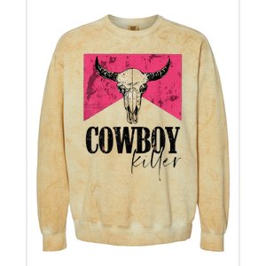 Western Cowgirl Punchy Cowboy Killers Bull Horn Colorblast Crewneck Sweatshirt