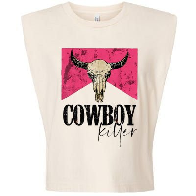 Western Cowgirl Punchy Cowboy Killers Bull Horn Garment-Dyed Women's Muscle Tee