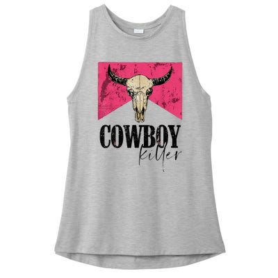 Western Cowgirl Punchy Cowboy Killers Bull Horn Ladies PosiCharge Tri-Blend Wicking Tank