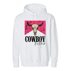 Western Cowgirl Punchy Cowboy Killers Bull Horn Garment-Dyed Fleece Hoodie