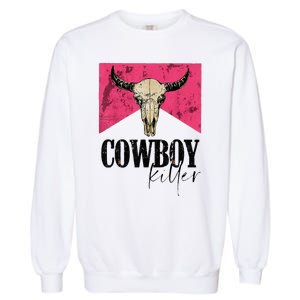 Western Cowgirl Punchy Cowboy Killers Bull Horn Garment-Dyed Sweatshirt