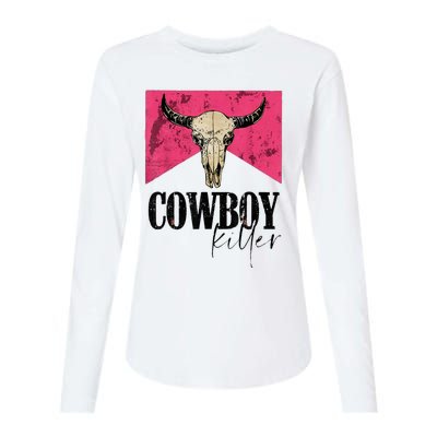 Western Cowgirl Punchy Cowboy Killers Bull Horn Womens Cotton Relaxed Long Sleeve T-Shirt