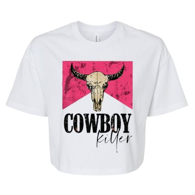 Western Cowgirl Punchy Cowboy Killers Bull Horn Bella+Canvas Jersey Crop Tee