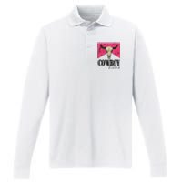 Western Cowgirl Punchy Cowboy Killers Bull Horn Performance Long Sleeve Polo