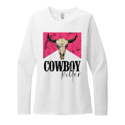 Western Cowgirl Punchy Cowboy Killers Bull Horn Womens CVC Long Sleeve Shirt