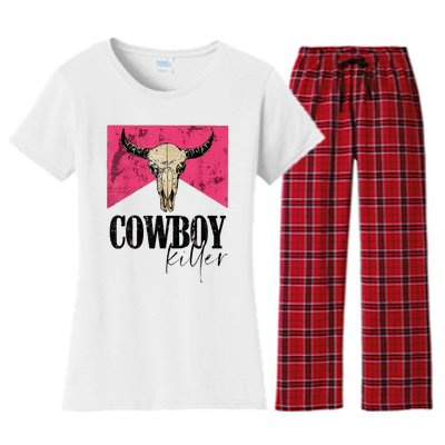 Western Cowgirl Punchy Cowboy Killers Bull Horn Women's Flannel Pajama Set