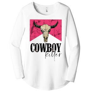 Western Cowgirl Punchy Cowboy Killers Bull Horn Women's Perfect Tri Tunic Long Sleeve Shirt