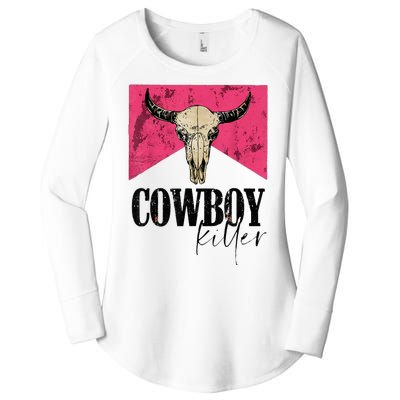 Western Cowgirl Punchy Cowboy Killers Bull Horn Women's Perfect Tri Tunic Long Sleeve Shirt