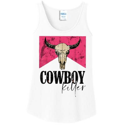 Western Cowgirl Punchy Cowboy Killers Bull Horn Ladies Essential Tank