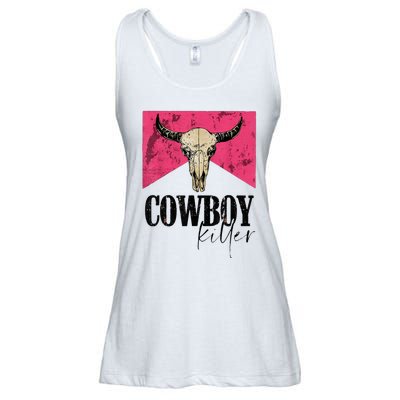 Western Cowgirl Punchy Cowboy Killers Bull Horn Ladies Essential Flowy Tank