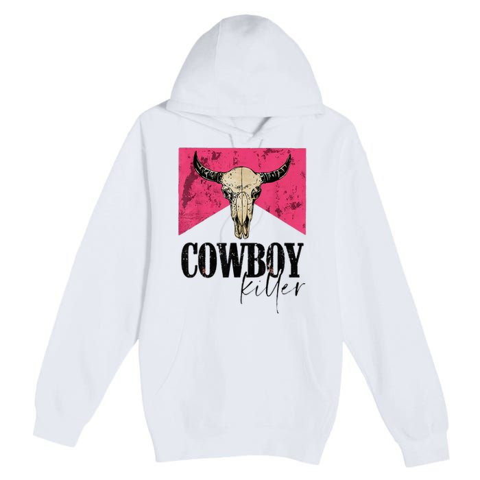 Western Cowgirl Punchy Cowboy Killers Bull Horn Premium Pullover Hoodie