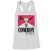 Western Cowgirl Punchy Cowboy Killers Bull Horn Women's Racerback Tank