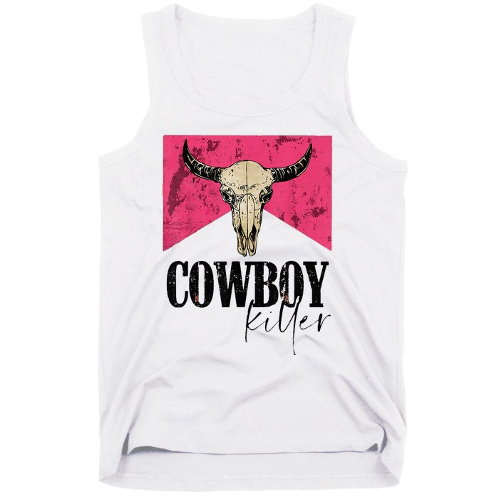 Western Cowgirl Punchy Cowboy Killers Bull Horn Tank Top