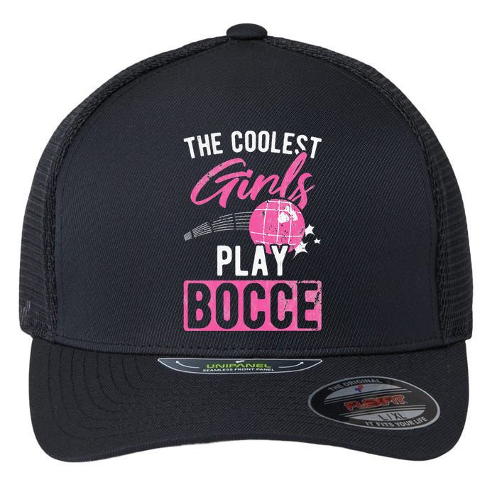 Womens Coolest Play Bocce Ball Flexfit Unipanel Trucker Cap