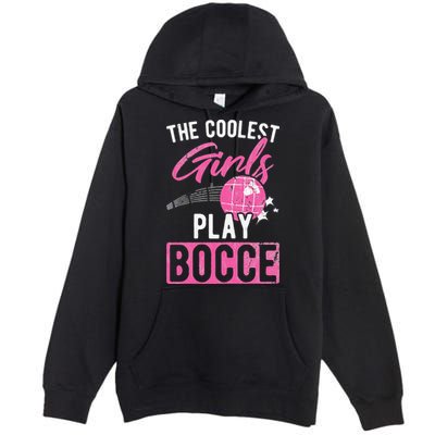 Womens Coolest Play Bocce Ball Premium Pullover Hoodie