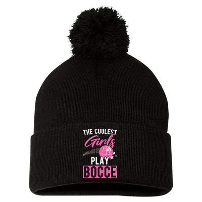 Womens Coolest Play Bocce Ball Pom Pom 12in Knit Beanie