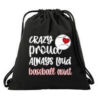 Womens Crazy Proud Baseball Aunt Baseball Fan Baseball Auntie Drawstring Bag