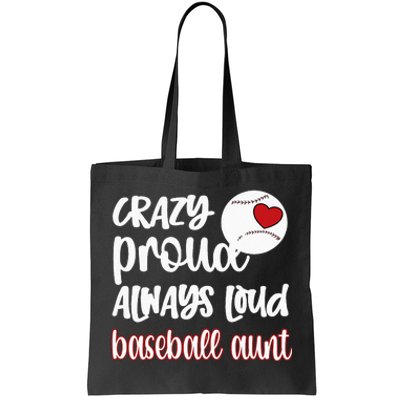 Womens Crazy Proud Baseball Aunt Baseball Fan Baseball Auntie Tote Bag