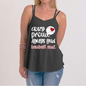 Womens Crazy Proud Baseball Aunt Baseball Fan Baseball Auntie Women's Strappy Tank