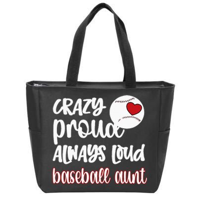 Womens Crazy Proud Baseball Aunt Baseball Fan Baseball Auntie Zip Tote Bag