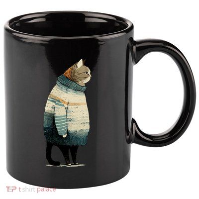 Winter Cat Print 11oz C Handle Ceramic Mug