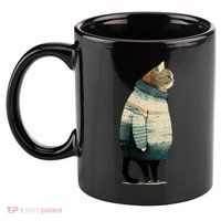 Winter Cat Print 11oz C Handle Ceramic Mug