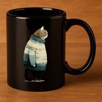 Winter Cat Print 11oz C Handle Ceramic Mug