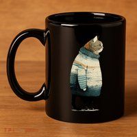 Winter Cat Print 11oz C Handle Ceramic Mug