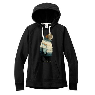 Winter Cat Print Women's Fleece Hoodie
