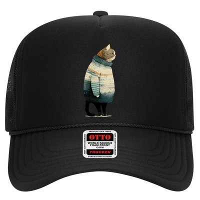 Winter Cat Print Trucker Hat