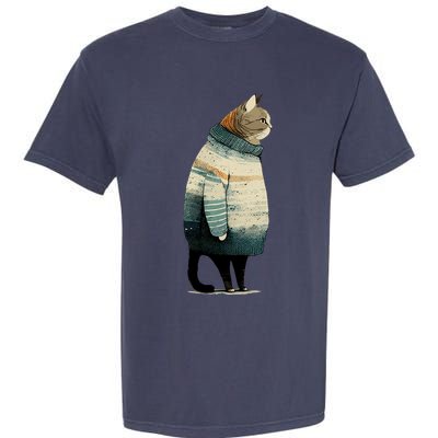 Winter Cat Print Garment-Dyed Heavyweight T-Shirt