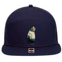 Winter Cat Print 7 Panel Mesh Trucker Snapback Hat