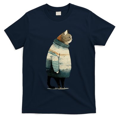 Winter Cat Print T-Shirt