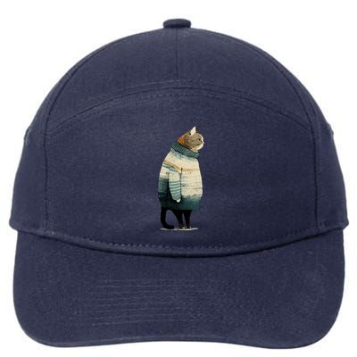 Winter Cat Print 7-Panel Snapback Hat