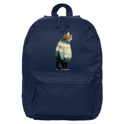 Winter Cat Print 16 in Basic Backpack