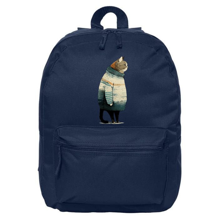 Winter Cat Print 16 in Basic Backpack