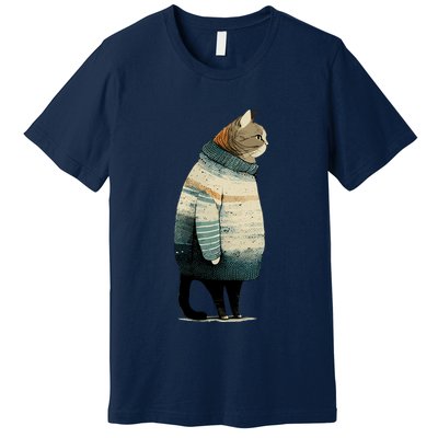 Winter Cat Print Premium T-Shirt