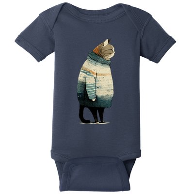 Winter Cat Print Baby Bodysuit