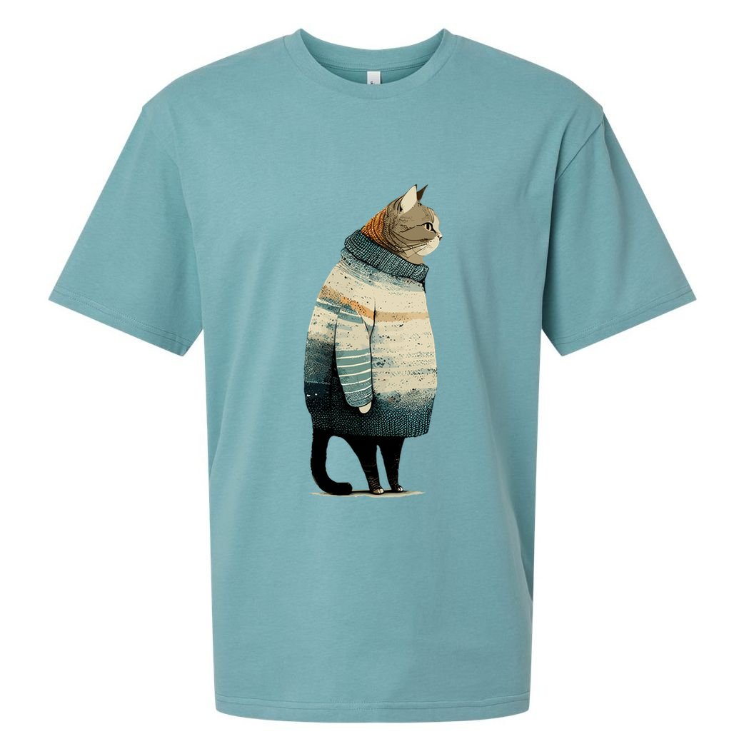 Winter Cat Print Sueded Cloud Jersey T-Shirt